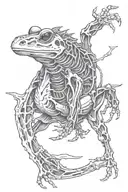 A frog skeleton riding a horse galloping horse galloping tattoo design idea