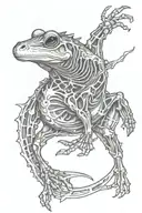 A frog skeleton riding a horse galloping horse galloping tattoo design idea