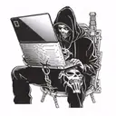 a hacker with a laptop  tattoo design idea