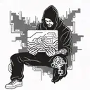 a hacker with a laptop  tattoo design idea