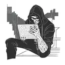 a hacker with a laptop  tattoo design idea