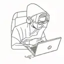 a hacker with a laptop  tattoo design idea