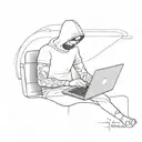 a hacker with a laptop  tattoo design idea