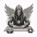a hacker with a laptop  tattoo design idea