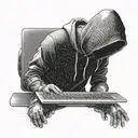 a hacker with a laptop  tattoo design idea
