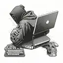 a hacker with a laptop  tattoo design idea