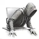 a hacker with a laptop  tattoo design idea