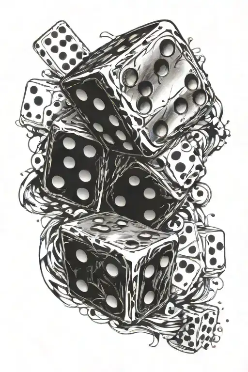 can you create a tattoo that has dices symbolizing you gotta have luck to succeed 2 masks that symbolizes you gotta have tattoo design idea