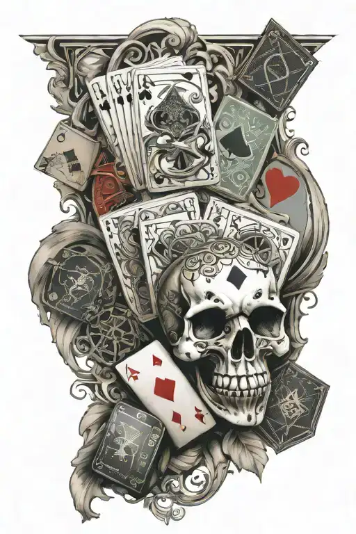 can you create a tattoo that has dices 2 masks and playing cards tattoo design idea