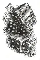 can you create a tattoo that has dices symbolizing you gotta have luck to succeed 2 masks that symbolizes you gotta have tattoo design idea
