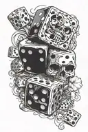 can you create a tattoo that has dices symbolizing you gotta have luck to succeed 2 masks that symbolizes you gotta have tattoo design idea