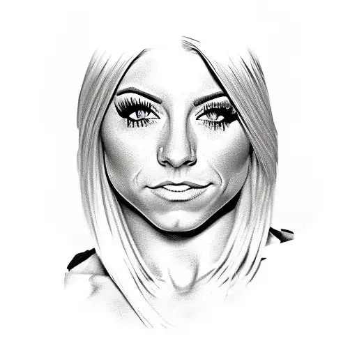 Generate a striking black and white comic book-style illustration of Alexa Bliss, WWE's vibrant superstar, showcasing he tattoo design idea