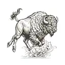 bison running with shamrock worked in tattoo design idea