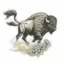 bison running with shamrock worked in tattoo design idea
