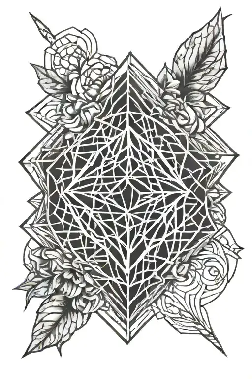 Diamond outline looking 3D tattoo design idea