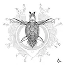 A turtle wearing a crown surrounded by intricate mandala patterns tattoo design idea
