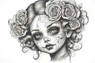 creepy doll face made only tattoo design idea