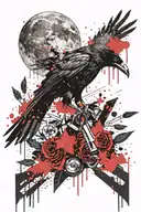 crow and moon tattoo design idea
