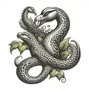 swan, hound dog, lizard and vine swirls dots tattoo design idea