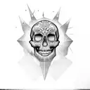 skull building  gothic tattoo design idea