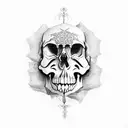 skull building  gothic tattoo design idea