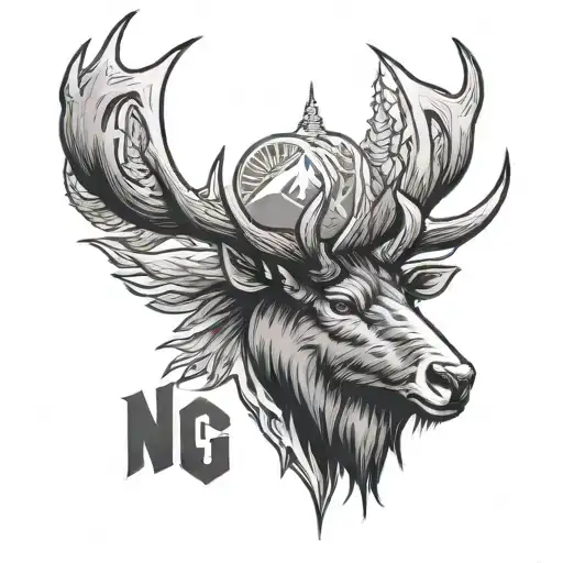 Denver Nuggets logo with elk horns tattoo design idea