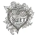 heart shape with the name Brett tattoo design idea