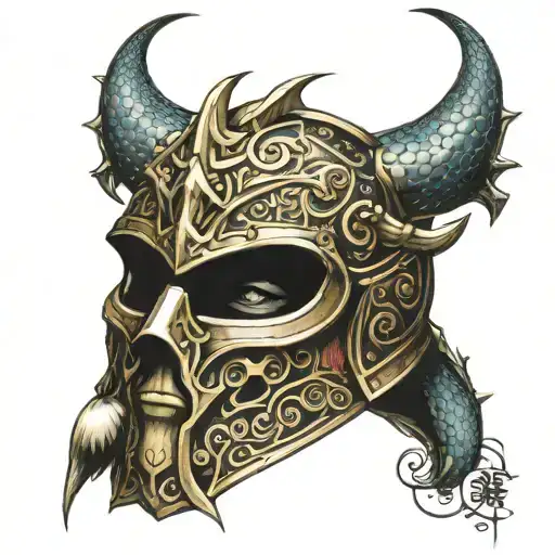 2 dragons sparta helmet tattoo design idea