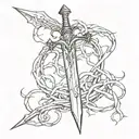 sword with crown of thorns tattoo design idea