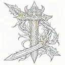 sword with crown of thorns tattoo design idea