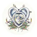 A heart-shaped wreath made of wheat and flowers to symbolize love for farming tattoo design idea