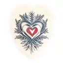 A heart-shaped wreath made of wheat and flowers to symbolize love for farming tattoo design idea