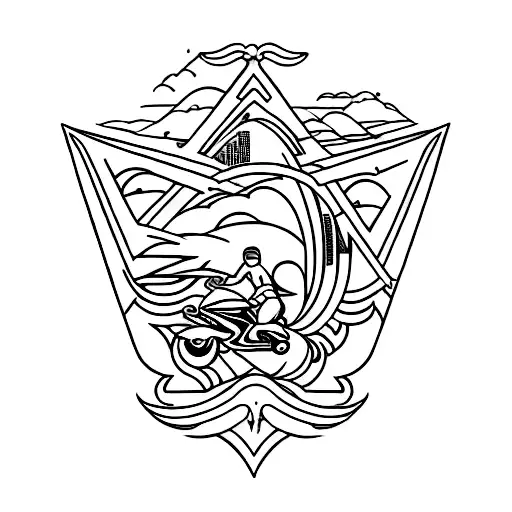 advanture travel surf motorcycle tattoo design idea