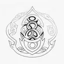 A tattoo of a camera lens with elvish script forming the aperture blades tattoo design idea