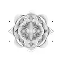 Symmetrical sacred geometry design incorporating elements of consciousness and higher energy tattoo design idea
