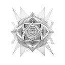 Symmetrical sacred geometry design incorporating elements of consciousness and higher energy tattoo design idea