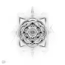 Symmetrical sacred geometry design incorporating elements of consciousness and higher energy tattoo design idea