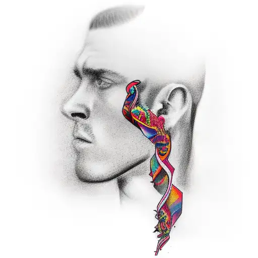 Neck tattoo that represent breaking the silence tattoo design idea