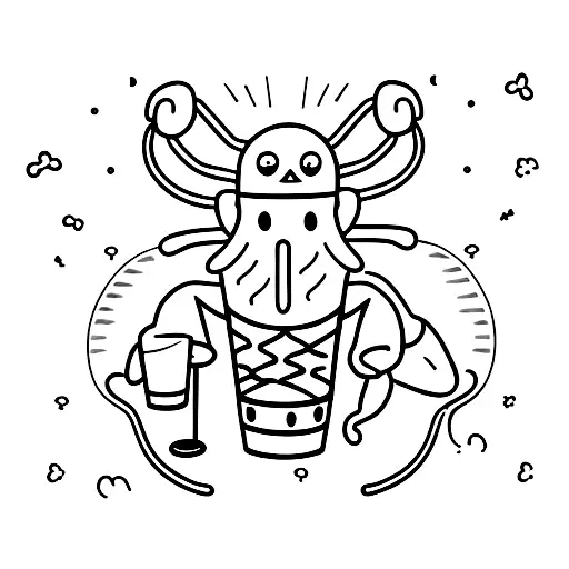 lobster drinking a milkshake tattoo design idea