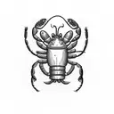 lobster drinking lime milkshake tattoo design idea