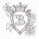  letter b and letter t, on a family shield with a crown on the top tattoo design idea