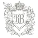  letter b and letter t, on a family shield with a crown on the top tattoo design idea