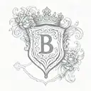  letter b and letter t, on a family shield with a crown on the top tattoo design idea