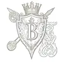  letter b and letter t, on a family shield with a crown on the top tattoo design idea