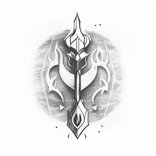 Thorfinns dagger sorrounded by a tape which has "I have no enemies" written on it tattoo design idea