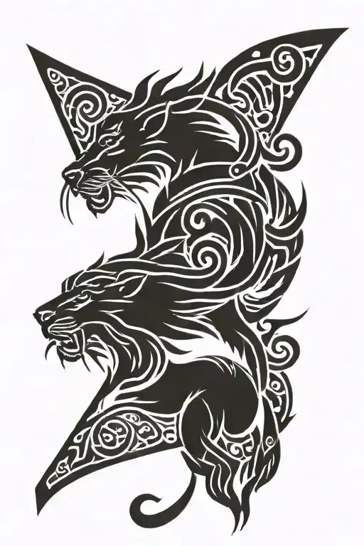philippines lion Sun wrapped around moon tattoo design idea