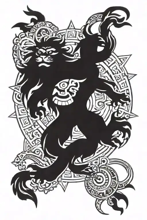 philippines sun lion with 4 hands holding hands around it tattoo design idea