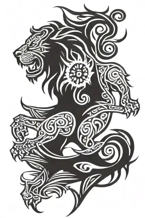 philippines sun lion tattoo design idea