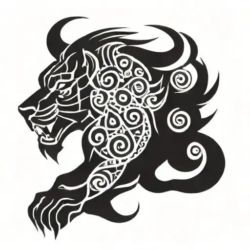 ilocano tribal lion tattoo design idea