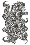 Lion with 4 phoenix  tattoo design idea
